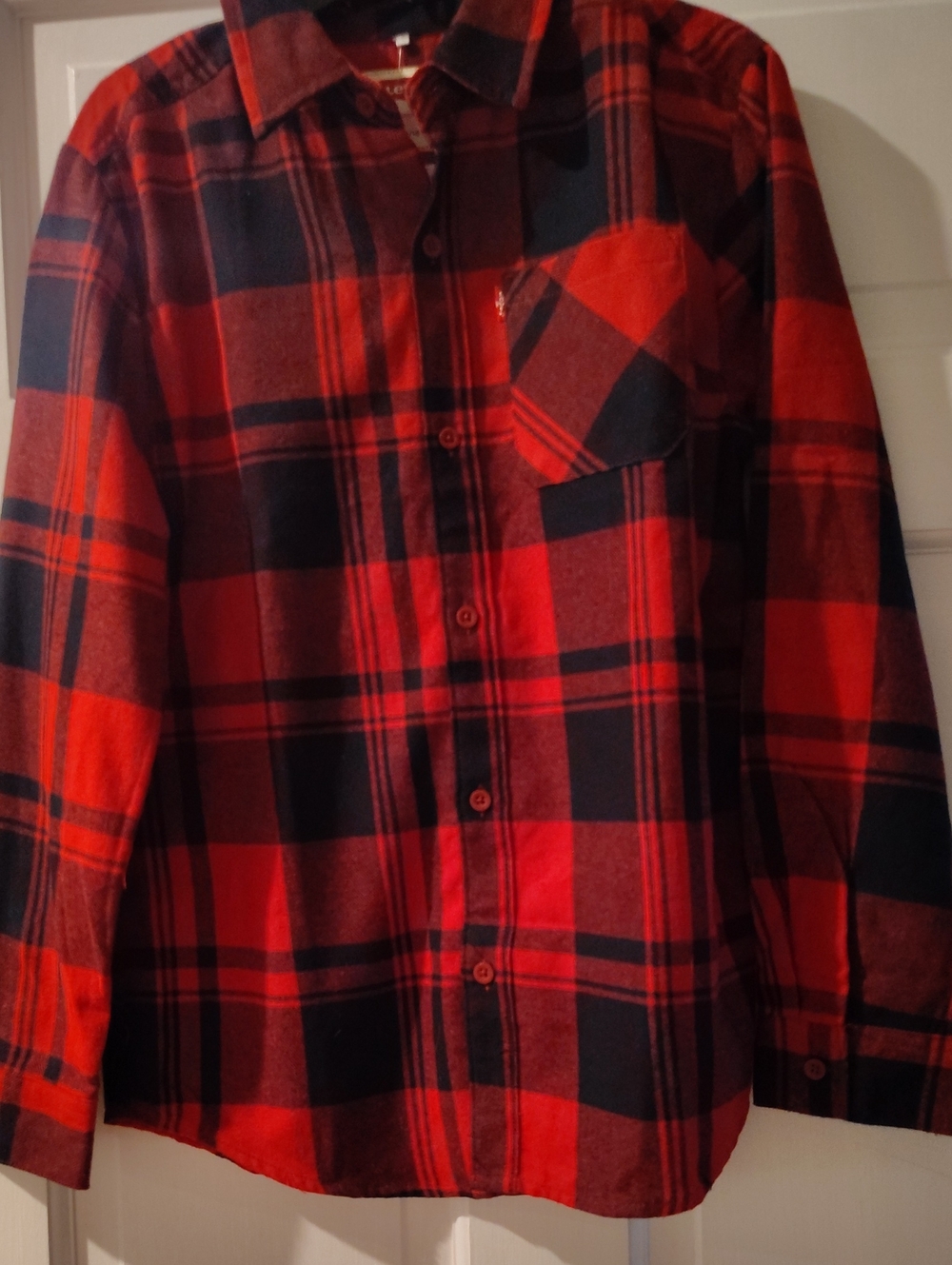 Levi's Red and Black Plaid Button-Down Flannel Shirt